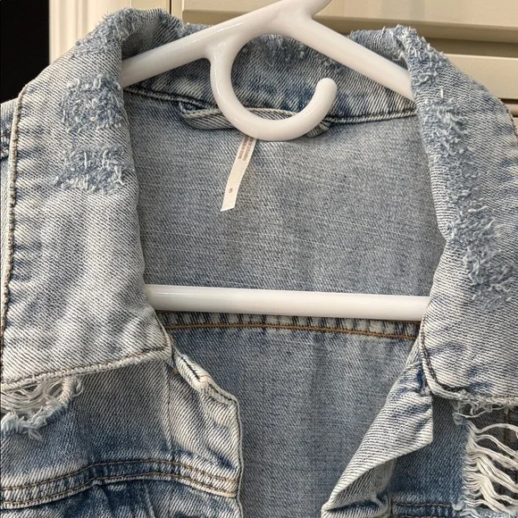 Free People Light Blue Distressed Jean Jacket - Picture 6 of 9